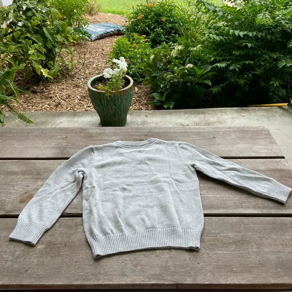 Gymboree Boys Sweater Size XS 4 Essentials Gray‎ V-Neck Long Sleeve Solid NEW
